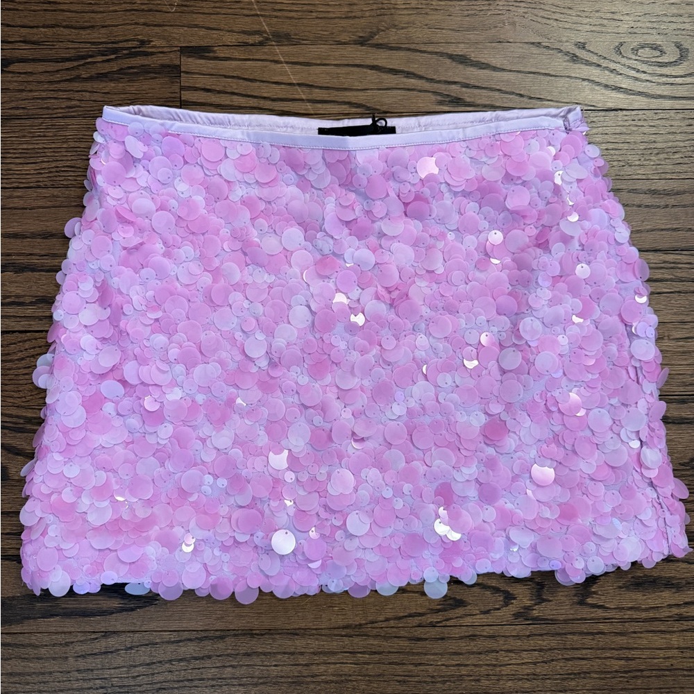 Pink Sequin Mini Skirt - Fashion Women's Skirt